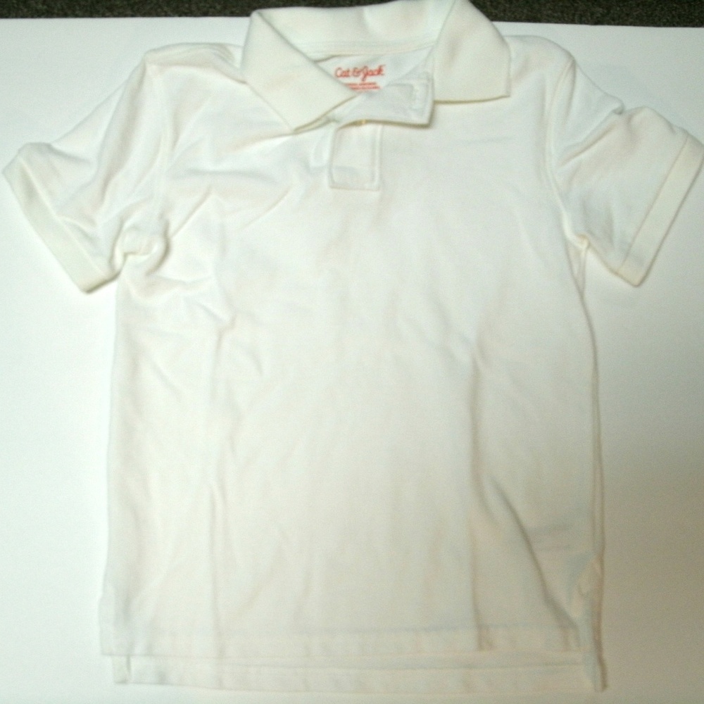 Cat & Jack Kids Polo Shirt White School Uniform Short Sleeve XS 4-5